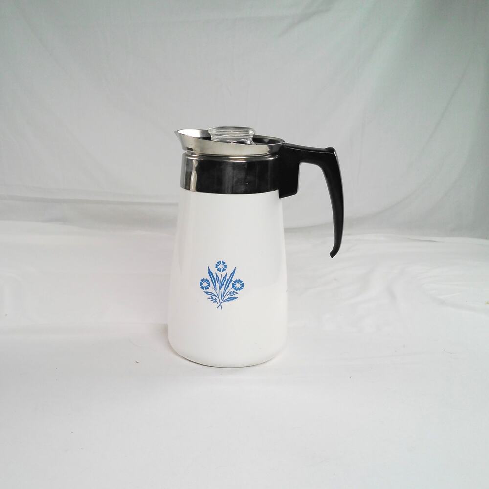 Corning Ware Blue Cornflower 9 Cup Stovetop Percolator Complete VTG